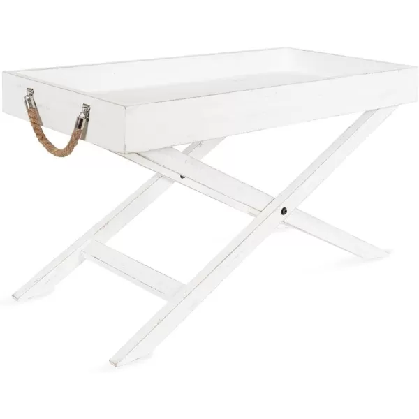 imageKate and Laurel Bayville Farmhouse Wood Coffee Tray Table 32 x 16 x 18 White Decorative Modern Coffee Table with Deep Removable Tray for Serving Display and Storage