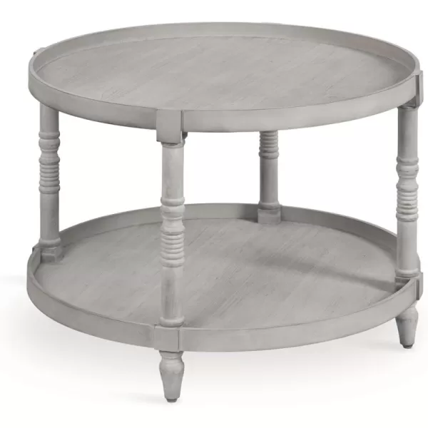 imageKate and Laurel Bellport Traditional Tiered Round Coffee Table for Living Room Decor 29x29x21 WhiteGrey
