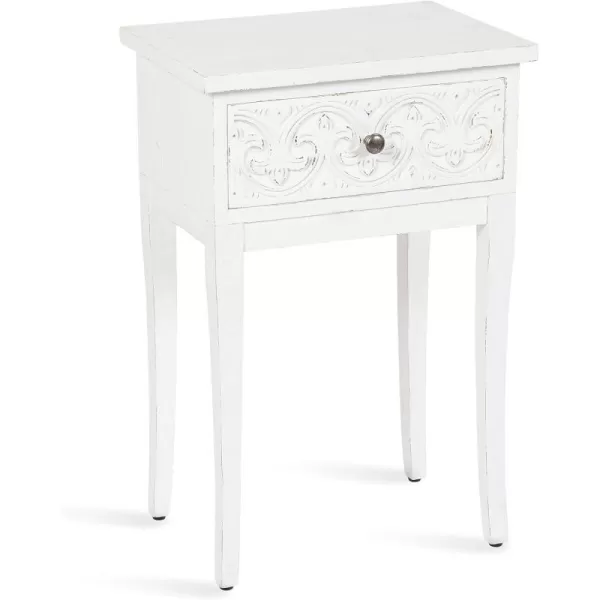 imageKate and Laurel Cassetta Soft Side Table with Useful Storage Drawer and Carved Detailing 19x14x28 Rustic BrownWhite