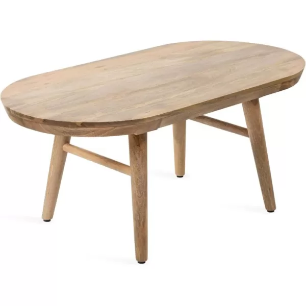 imageKate and Laurel Conan MidCentury Modern Oval Coffee Table with Solid Mango Wood Construction and Stylish Tapered Wooden Legs 38x20x17 Natural