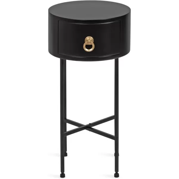 imageKate and Laurel Decklyn Modern Glam Metal and Wood Side Table with Useful Storage Drawer 14x14x24 Black