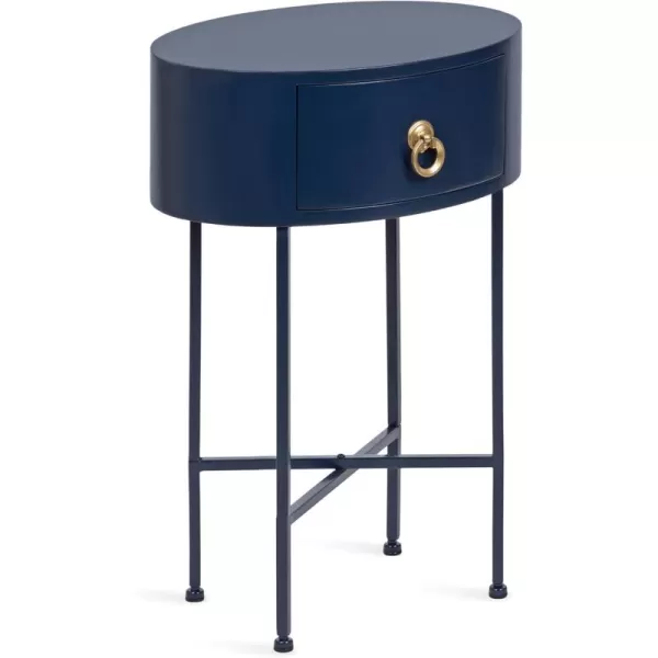 imageKate and Laurel Decklyn Modern Glam Metal and Wood Side Table with Useful Storage Drawer 16x12x24 Navy Blue