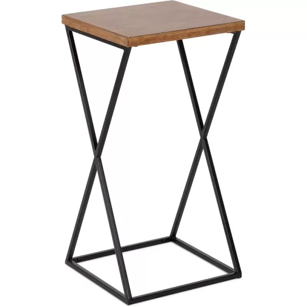 imageKate and Laurel Elix Modern Farmhouse Wood and Metal Accent Drink Table for Display and Home Decor 12x12x24 BlackRustic BrownBlack