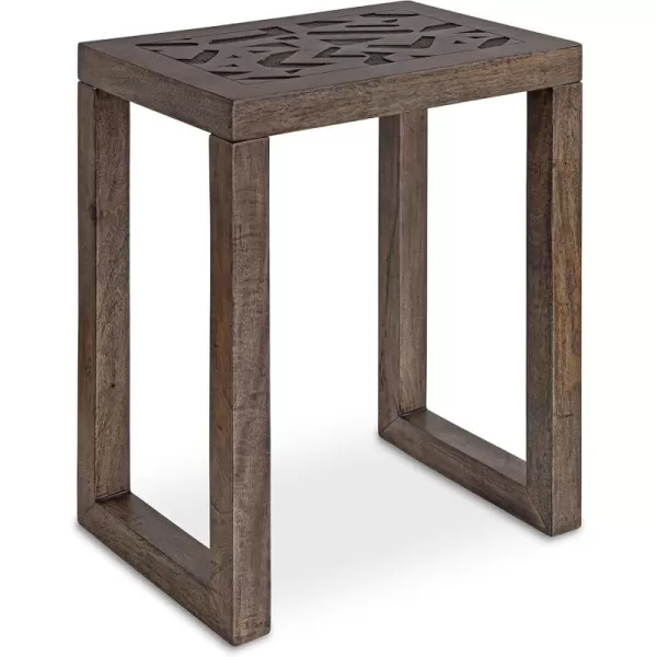 imageKate and Laurel Elyria Bohemian Engraved Side Table 20 x 14 x 26 Gray Modern Side Table for Storage and DisplayEngraved Gray