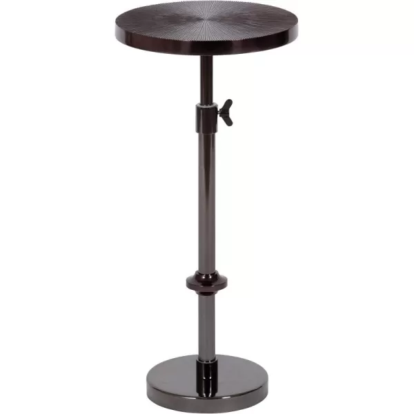 imageKate and Laurel Engles Traditional AdjustableHeight Pedestal Drink Table 10 x 10 x 30 Antique Brass Vintage Round Indoor Metal Plant Stand with Embossed Sunburst PatternPewter