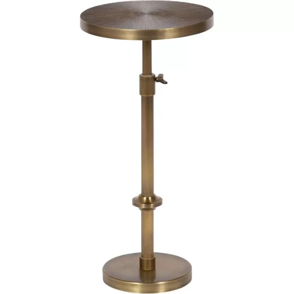 imageKate and Laurel Engles Traditional AdjustableHeight Pedestal Drink Table 10 x 10 x 30 Antique Brass Vintage Round Indoor Metal Plant Stand with Embossed Sunburst PatternGold
