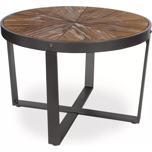 imageKate and Laurel Farmhouse Gerhardt Round Wood and Metal Coffee Table 24 x 24 x 155 Rustic Brown and Charcoal Dark Gray Modern Living Room Table for Storage and Display