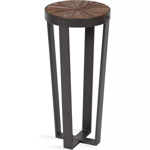 imageKate and Laurel Gerhardt Farmhouse Round Wood and Metal Side Table 20 x 20 x 185 Rustic Brown and Dark Gray Charcoal Modern End Table for Storage and DisplayRustic BrownBlack