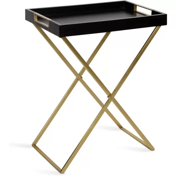 imageKate and Laurel Heller Wood and Metal Tray Table 24x16x30 BlackGoldBlackGold