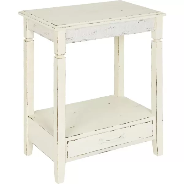imageKate and Laurel Idabelle Wood Side Table with Drawer Cream