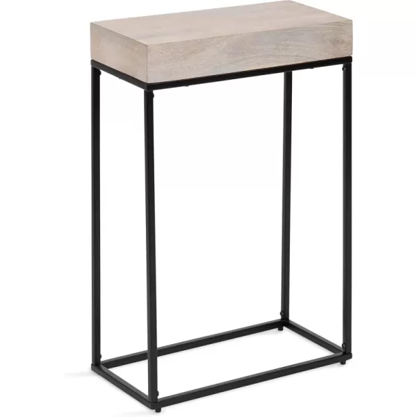 imageKate and Laurel Karlsen Wood and Metal Narrow Side Table 16 x 24 x 8 Natural Brown and Black Modern Transitional Slim Nightstand with Mixed Materials DesignWhiteBlack