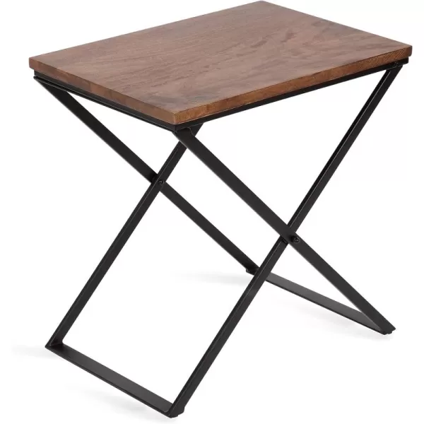 imageKate and Laurel Laraway Modern Rectangle Side Table 20 x 14 x 20 White and Gold Metal Bedroom Nightstand Table with White Marble Tabletop and Foldable FrameRustic Brown and Black