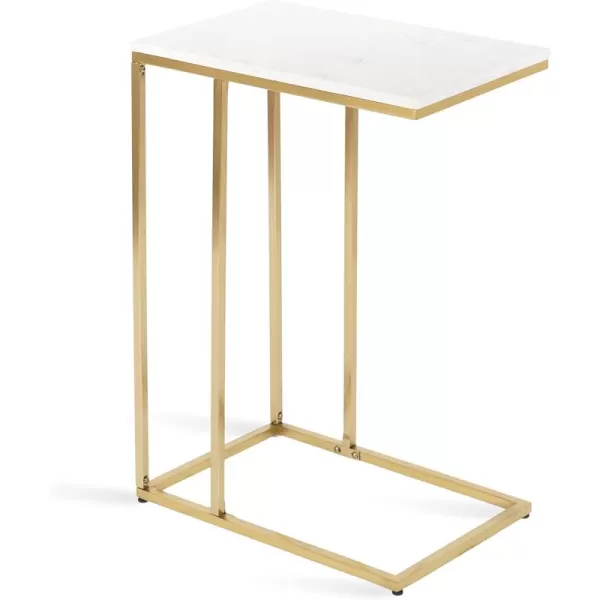 imageKate and Laurel Lockhardt Modern Decorative C Side Table as a TV Tray Bedroom Accent Piece or a Versatile Laptop Stand 19x13x27 Navy BlueWhiteGold