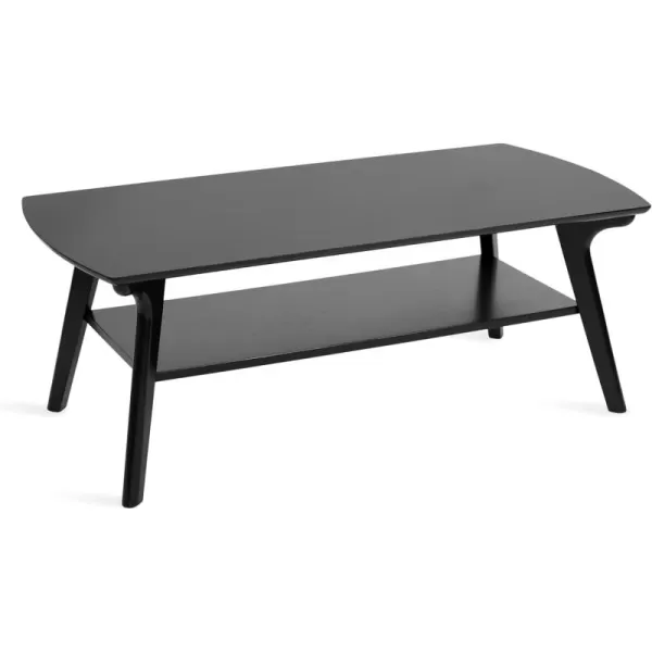imageKate and Laurel Louen MidCentury Rectangle Modern TwoTier Rectangular Living Room Coffee Table with Storage and Solid Wood Construction 48 x 24 x 18 Black