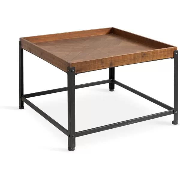 imageKate and Laurel Marsh Square Wood and Metal Coffee 27 x 27 x 18 Rustic Brown and Black Modern Farmhouse Living Room Table with Mixed Materials Design and Industrial Iron Detailing 27x27x18
