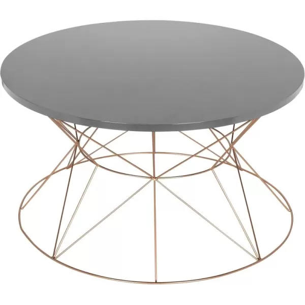 imageKate and Laurel Mendel Round Metal Coffee Table Gray Top with Rose Gold BaseGrayRose Gold