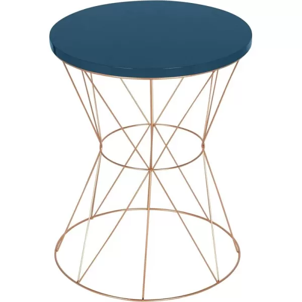 imageKate and Laurel Mendel Round Metal End Table Blue Top with Rose Gold Base