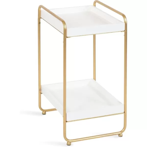 imageKate and Laurel Nicco Modern Transitional 2Tier Side Table 16 x 13 x 26 Natural Wood and Black Tiered Rectangle End Table for Storage and Display in Living Room Home DecorWhiteGold