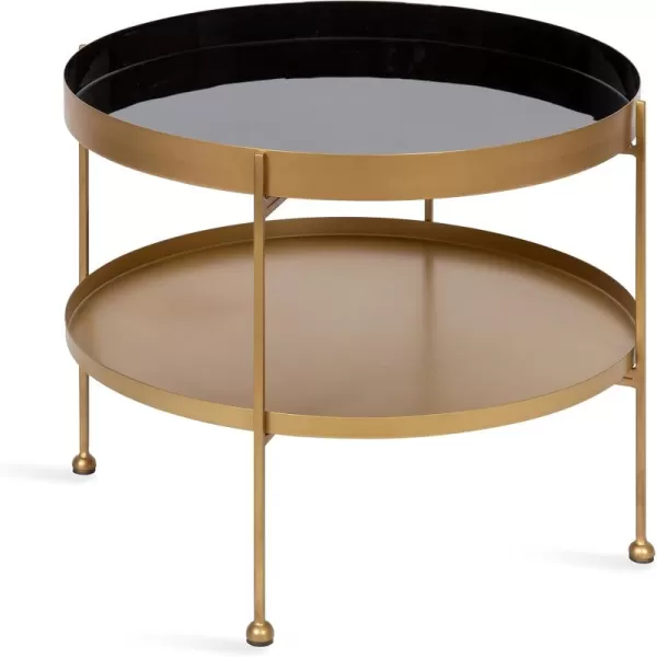 imageKate and Laurel Nira Metal Coffee Table 26quot Diameter BlackBlackGold