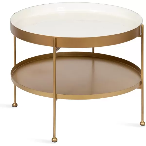 imageKate and Laurel Nira Metal Coffee Table 26quot Diameter BlackWhiteGold