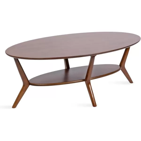 imageKate and Laurel Nylah MidCentury Modern Oval Coffee Table with Storage for Living Room Home Decor 48x26x18 Walnut Brown