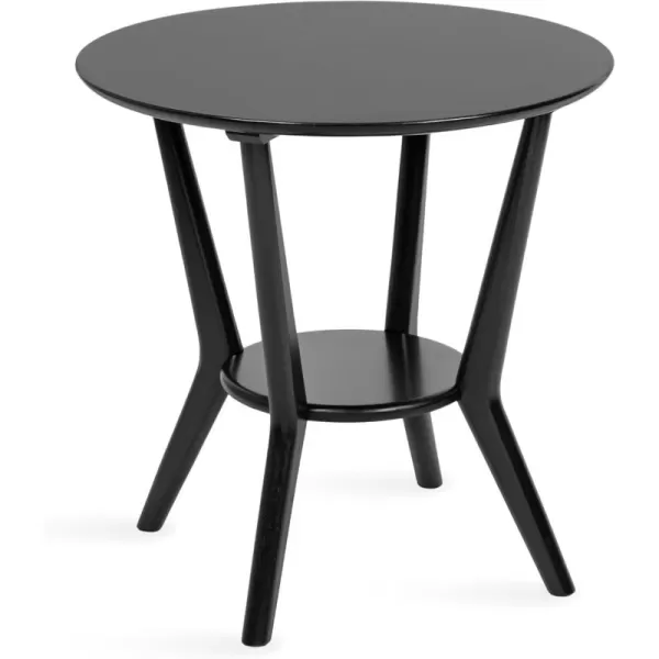 imageKate and Laurel Nylah Round Wooden Side Table 24 x 24 x 24 Walnut Brown Modern Tiered Circle Living Room Table with Solid Wood Construction for Use as Bedroom NightstandBlack