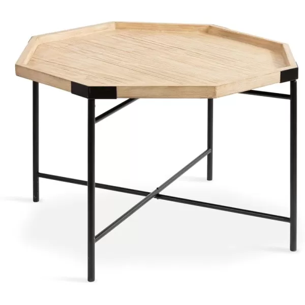 imageKate and Laurel Occonor MidCentury Octagon Coffee Table 26 x 26 x 18 Walnut Brown and Gold Geometric Living Room Table with Metal Base and Wooden TabletopNatural