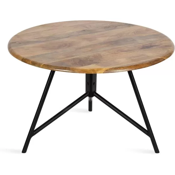 imageKate and Laurel Pallson Boho Round Coffee Table 28 x 28 x 18 Natural Wood and Black Modern Living Room Table for Storage and Display