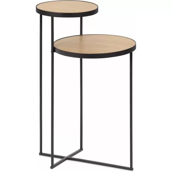 imageKate and Laurel Peero 2Tier Modern Glam Side Table 12 x 15 x 24 Mirror and Gold Minimal Elegant Tiered Side Table with Varying Sized Tabletops and Mirrored Glass SurfaceNaturalBlack
