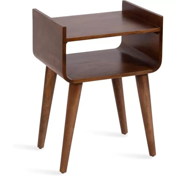 imageKate and Laurel Quilby Solid Wood Side Table with Storage for Use as Bedroom Nightstand 18x14x27 Walnut Brown