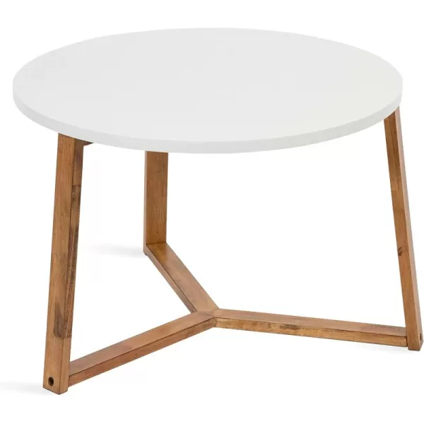 imageKate and Laurel Rioux Modern Round Coffee Table 26 x 26 x 18 White and Natural Wood Decorative Scandinavian Minimalist Coffee Table for Serving Display and Storage