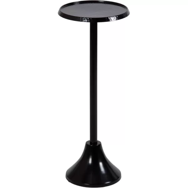 imageKate and Laurel Sanzo Modern Pedestal Outdoor Drink Table 9 x 9 x 23 Black Decorative Outdoor Patio Table for Deck with Hammered Tabletop for Use as Small Plant Stand or Living Room Martini Table
