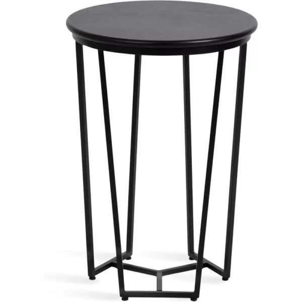imageKate and Laurel Solvay Modern Glam Round Side Table with Premium Natural Tabletop and Metal Base 16x16x24 Walnut BrownGoldBlack