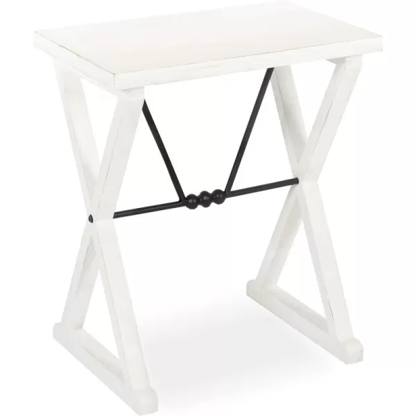 imageKate and Laurel Travere Rustic Side Table 22 x 14 x 26 White Farmhouse End Table for Display and StorageWhite