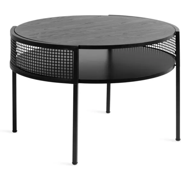 imageKate and Laurel Urso Modern Round Coffee Transitional TwoTier Circle Living Room Table with Storage and Metal Mesh Construction 26 x 25 x 18 Black