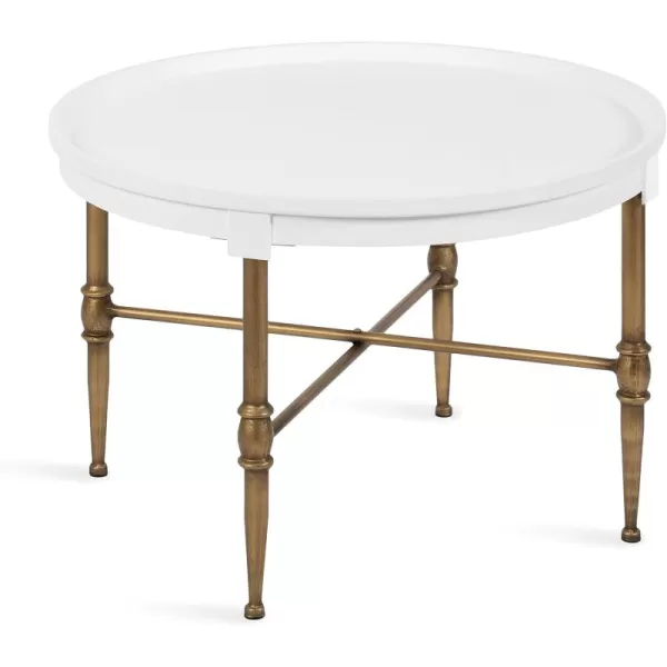 imageKate and Laurel Valdi Modern Round Coffee Table 26 x 26 x 19 White and Antique Gold Glam Circle Living Room Table with Geometric Metal Base and Raised Edge TabletopWhite