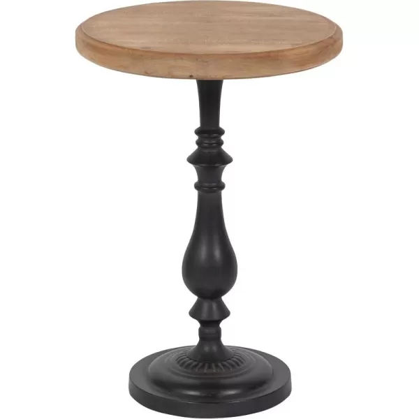 imageKate and Laurel Wixley Rustic Farmhouse Round Pedestal Side Table with Wood and Metal Construction for Mixed Materials Design 18x18x25 BrownGray