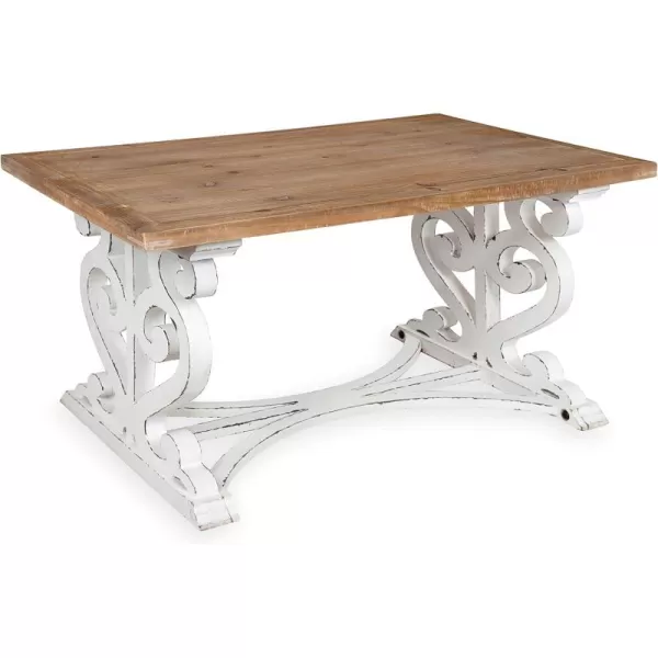 imageKate and Laurel Wyldwood Rustic Carved Coffee Table 38quot x 23quot x 18quot Distressed Brown and White FarmhouseInspired Living Room Decor