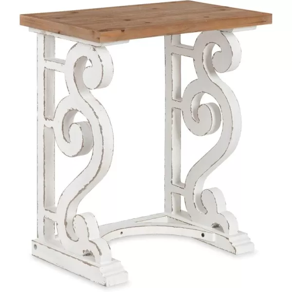 imageKate and Laurel Wyldwood Rustic French Solid Wood Side Table 24quot x 14quot x 1275quot White and Rustic Brown Chic Farmhouse Inspiration Natural Wood TopRustic BrownWhite