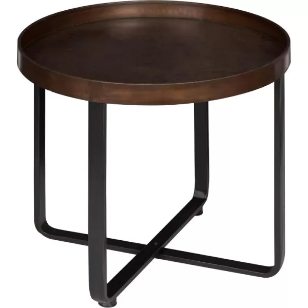 imageKate and Laurel Zabel Modern Round Metal End Table with Criss Cross Base Bronze and BlackBronze