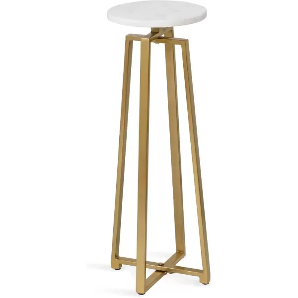 imageKate and Laurel Zia Modern Decorative Metal Drink Use as Plant Stand or Round Pedestal Table 9x9x23 GraySilverMarbleGold