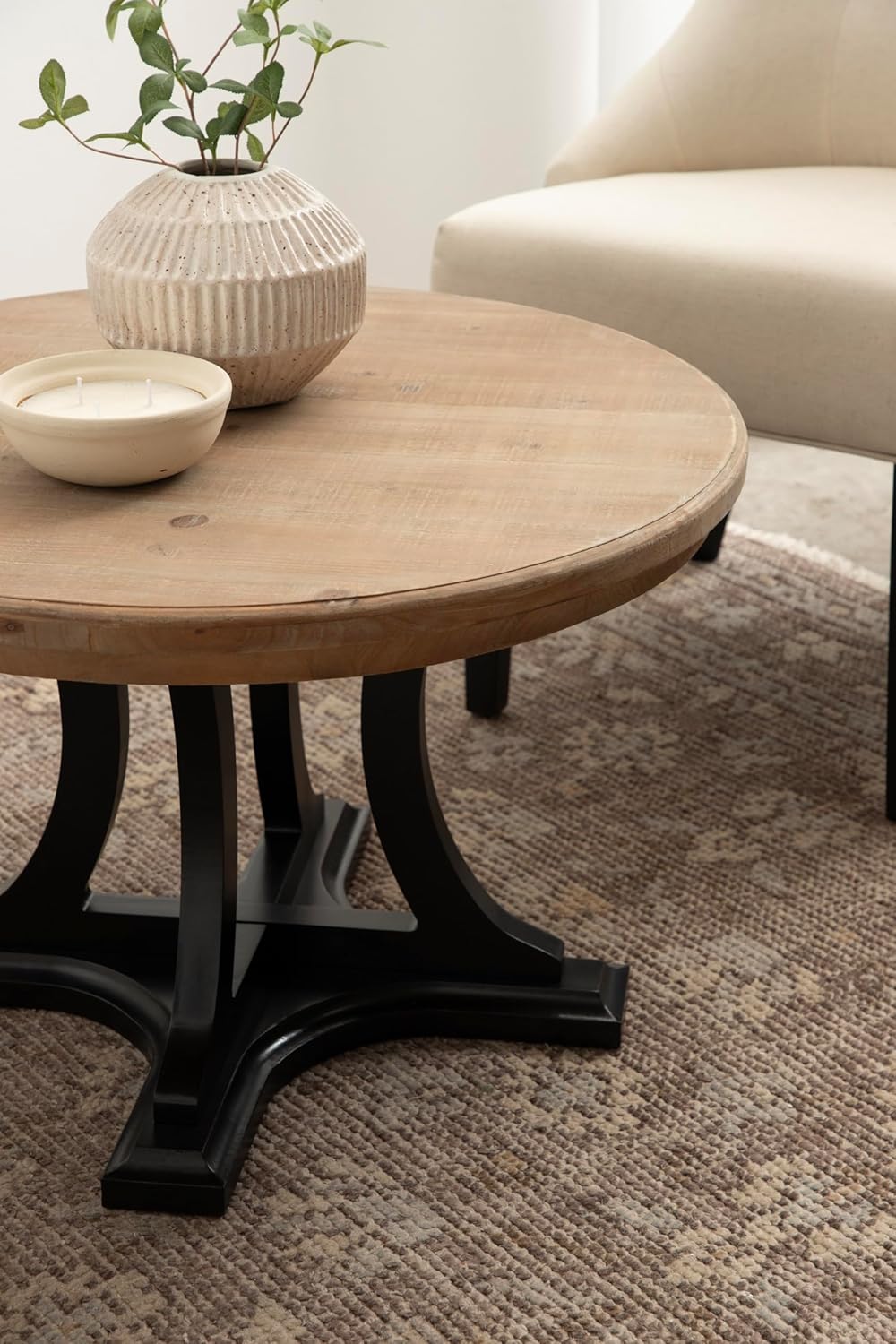 imageKate and Laurel Linsley Farmhouse Living Room Table with Solid Wood Tabletop for Vintage Decor 28x28x18 Rustic Brown