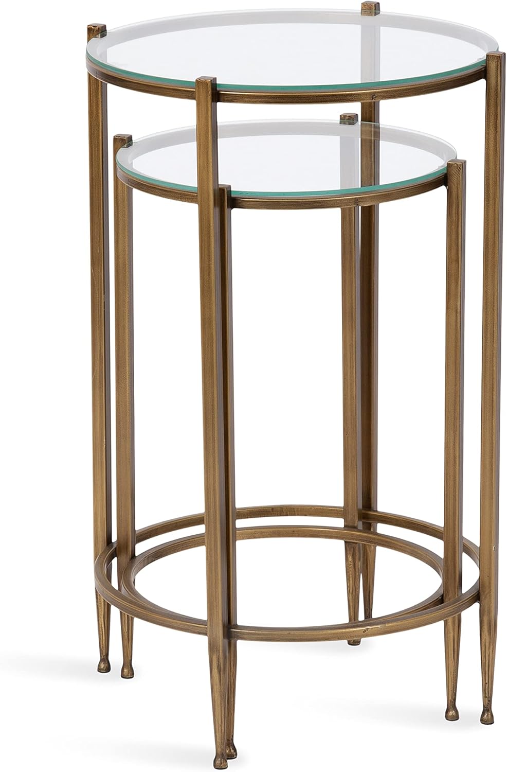 imageKate and Laurel Solange Traditional TwoPiece Metal Nesting Table Set 17 x 17 x 27 Antique Gold Vintage Side Nesting Tables for Living Room Decor and Display