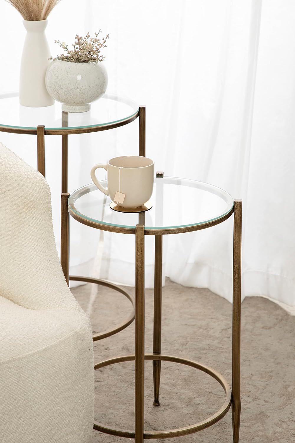 imageKate and Laurel Solange Traditional TwoPiece Metal Nesting Table Set 17 x 17 x 27 Antique Gold Vintage Side Nesting Tables for Living Room Decor and Display
