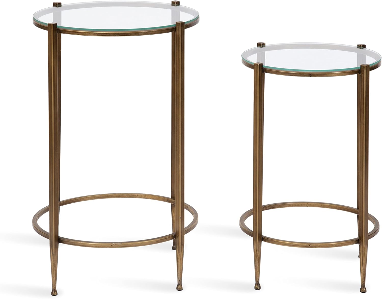 imageKate and Laurel Solange Traditional TwoPiece Metal Nesting Table Set 17 x 17 x 27 Antique Gold Vintage Side Nesting Tables for Living Room Decor and Display