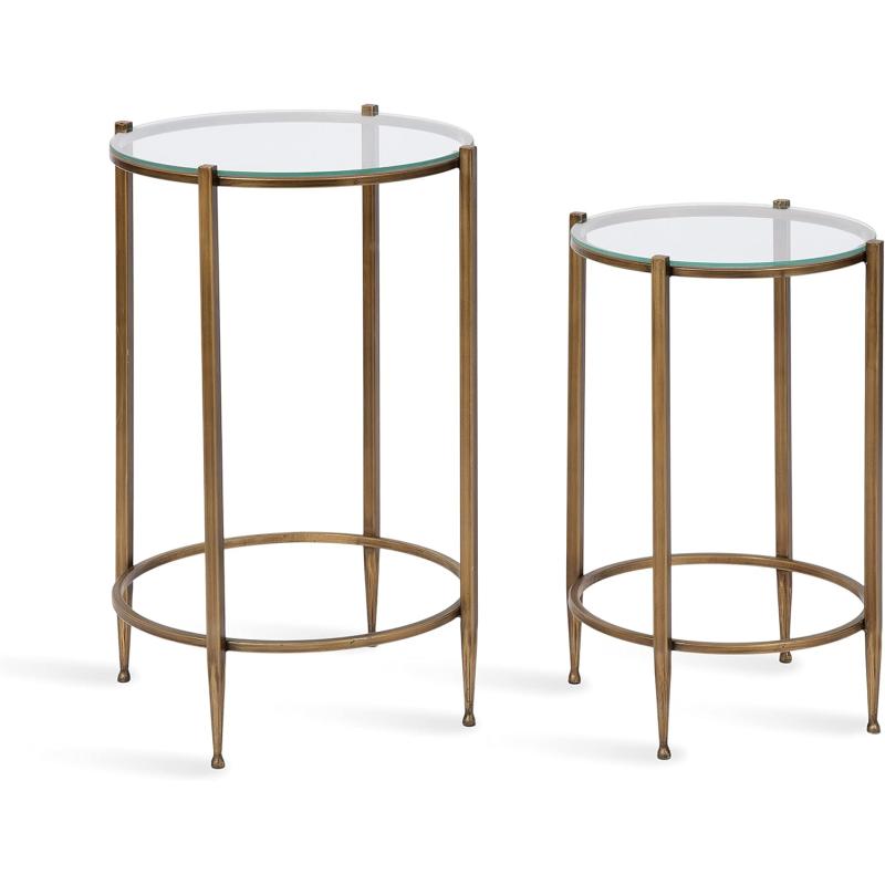 imageKate and Laurel Solange Traditional TwoPiece Metal Nesting Table Set 17 x 17 x 27 Antique Gold Vintage Side Nesting Tables for Living Room Decor and Display