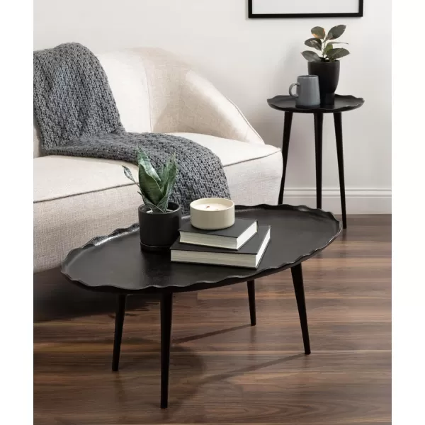 imageKate and Laurel Alessia Transitional Oval Coffee Table 34 x 20 x 15 Bronze Metal Living Room Table for Storage and Display with Antique Deckled Edge DetailingBlack