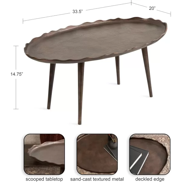 imageKate and Laurel Alessia Transitional Oval Coffee Table 34 x 20 x 15 Bronze Metal Living Room Table for Storage and Display with Antique Deckled Edge DetailingBronze