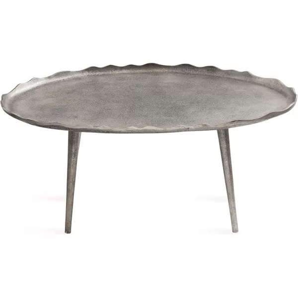imageKate and Laurel Alessia Transitional Oval Coffee Table 34 x 20 x 15 Bronze Metal Living Room Table for Storage and Display with Antique Deckled Edge DetailingSilver