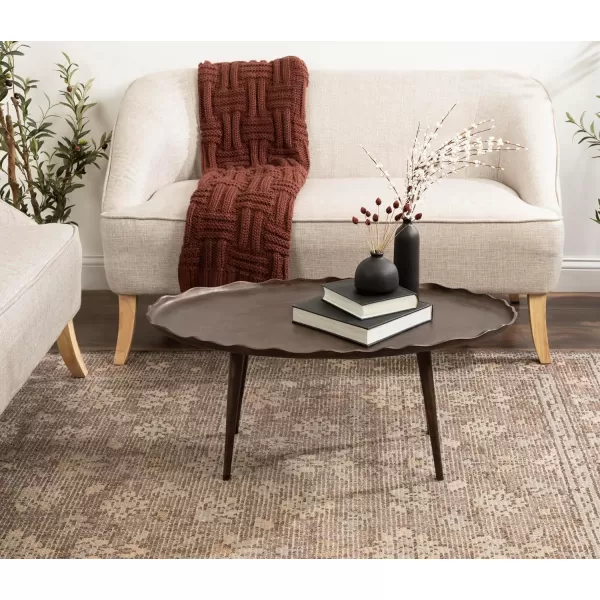 imageKate and Laurel Alessia Transitional Oval Coffee Table 34 x 20 x 15 Bronze Metal Living Room Table for Storage and Display with Antique Deckled Edge DetailingBronze
